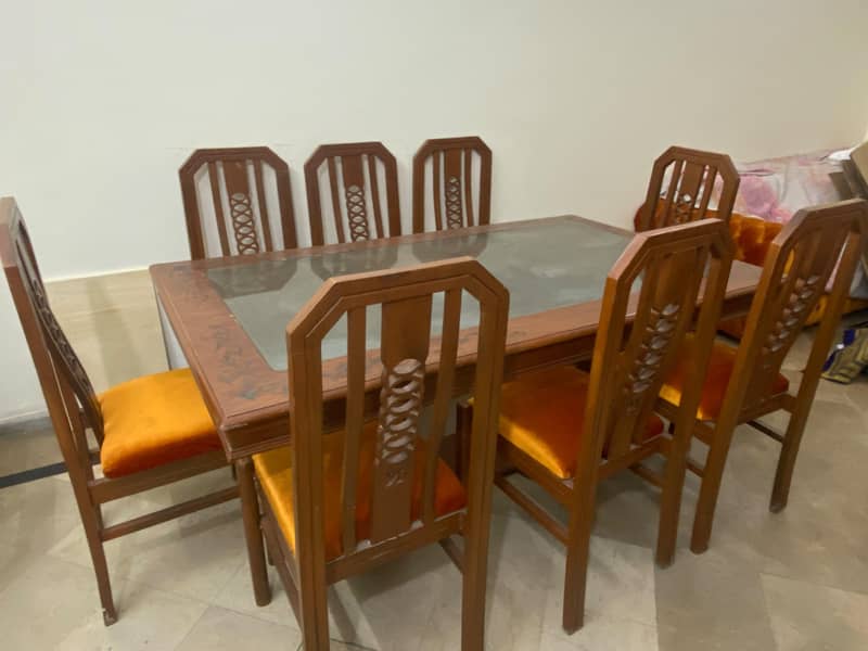 Elegant Wooden Dining Table Set with 8 Chairs – Glass Top 2