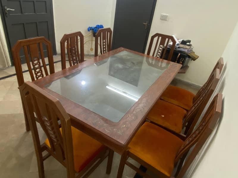 Elegant Wooden Dining Table Set with 8 Chairs – Glass Top 3