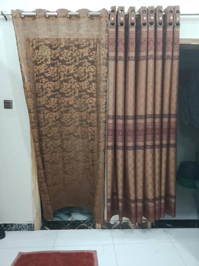 Fancy Curtains 6 pieces Brown and 1 big piece Copper Black