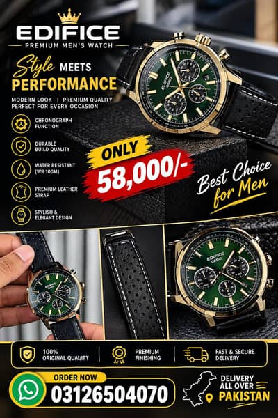 Edifice Casio Men’s Chronograph Watch  Premium Green Dial