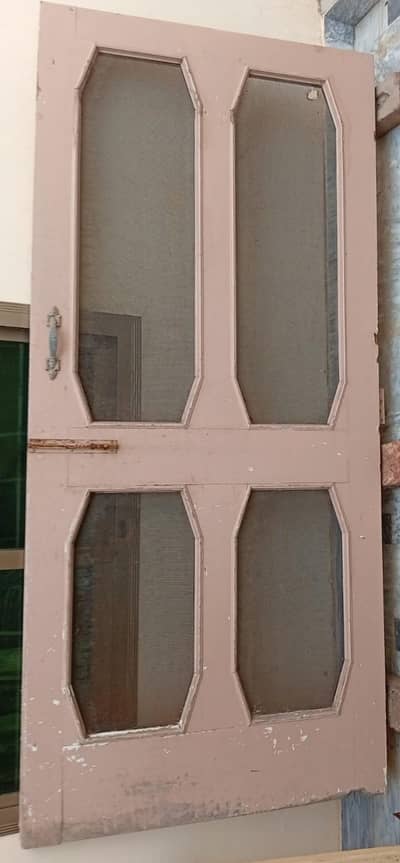 Wooden Door with Decorative Mesh