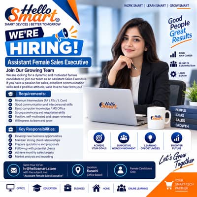 Assistant Female Sales Executive | Female Office Assistant | Sales Jo