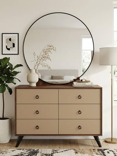 Bed, two side tables - Mirror with dressing - complete set