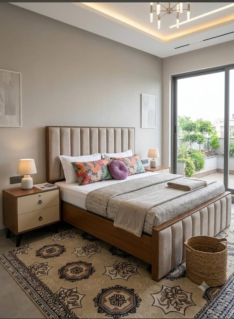 Beautiful Complete Bedroom Set with Dressing Table and Bedside Table 1