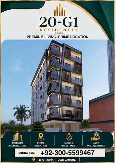 1BHK Flat available For Sale Nearby Doctor Hospital Main Canal Road Johar Town Lahore