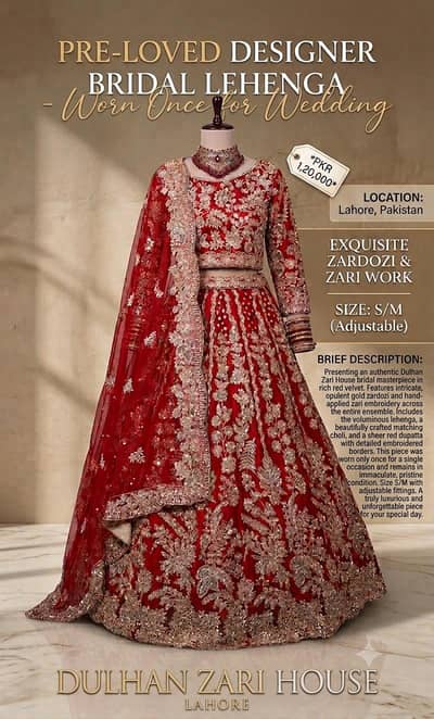Authentic Dulhan Zari House Designer Bridal Lehnga-Immaculate Conditon