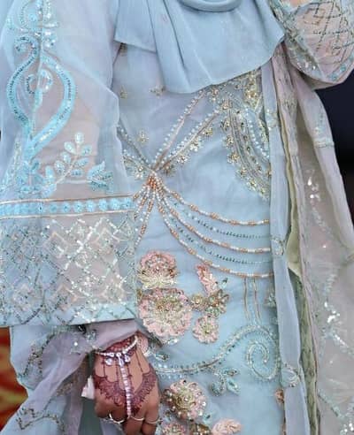 aqua blue colour beautiful dress, Engagement/Nikkah/Wedding wear