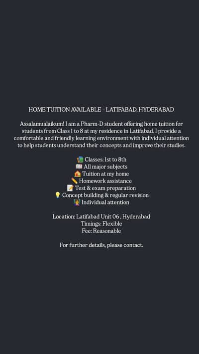 Home Tuition in Latifabad Hyderabad