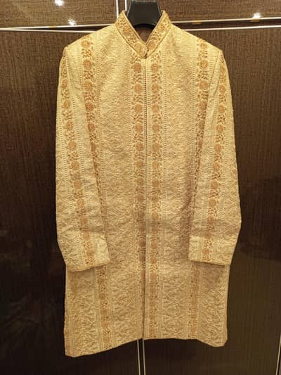 Sherwani Golden Embroidered Premium Design