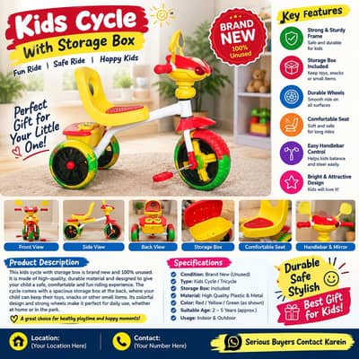 Kids Bicycle / Kids Cycle with Storage Box — Brand New