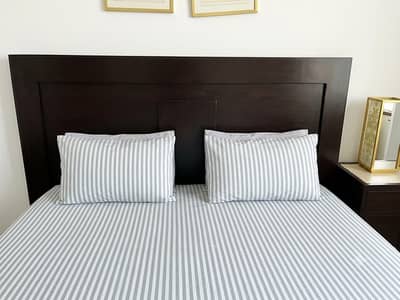 Modern Wooden Platform Bed Frame with 2 Matching Side Tables