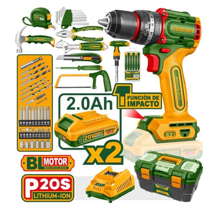 Jadever 119 Pcs Tool Set – 62NM Cordless Impact Drill Machine