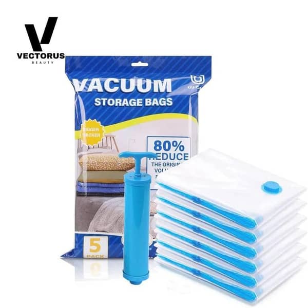 6 Pack Jumbo Vacuum Storage Bags for Comforters, Blankets & Clothes –5 Vacuum Sealed Compression Bags with Hand Pump