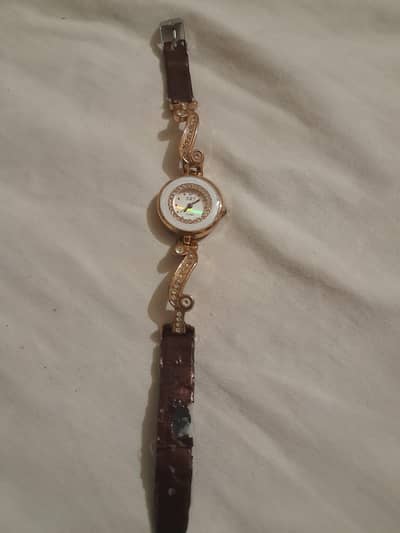 SZY -Ladies Wrist Watch-Brown Strap-Used Condition- Cell Weak
