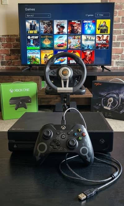 Xbox One 1 TB Jailbreak+steering wheel full package