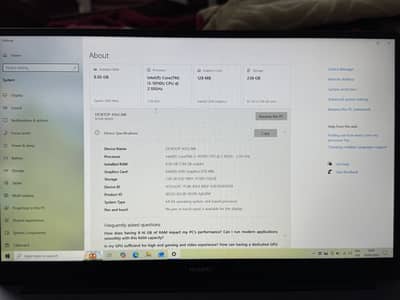 Huawei laptop Model Matebook D15 Ram 8 256 GB