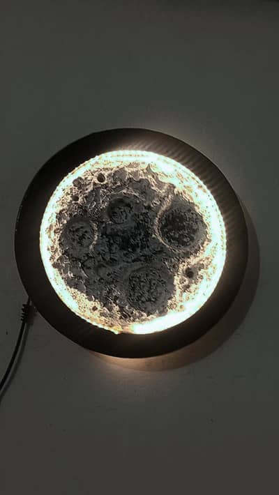 Handmade Wood Moon Lamp Unique Wall Decor Light detail in description