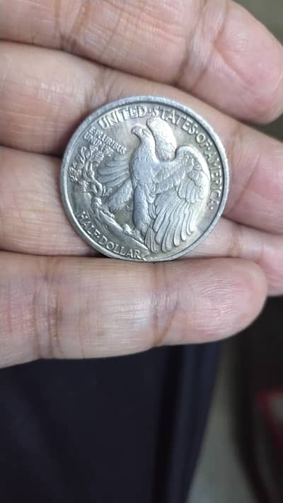 United States 1918 Walking Liberty Half Dollar Silver Coin, Old Coin