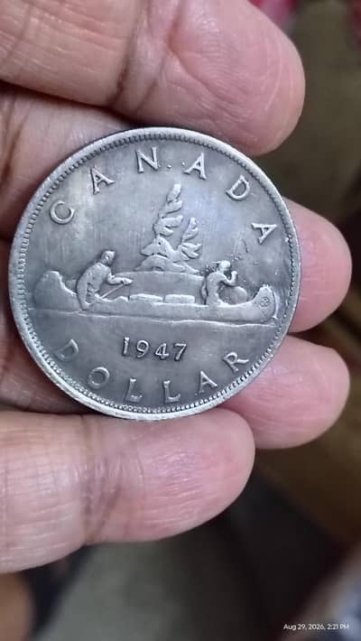 King George VI Vintage Canadian Silver Dollar, Old Coin & Rare Coin