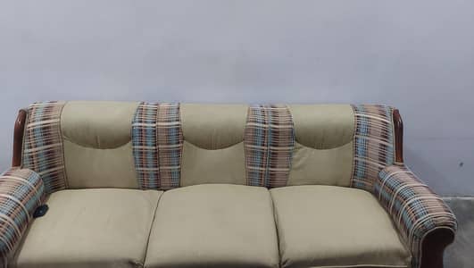 Wooden Frame Fabric Sofa Set - Complete 6-Seater Family Sofa