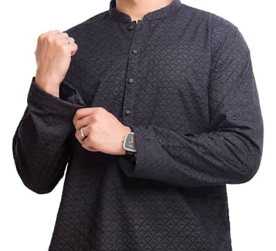 Edenrobe Men's Black Kurta - Small