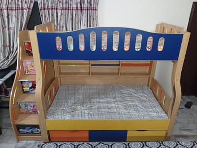 Kids Bunk Bed / Bunk Bed for Kids with Storage & Shelves