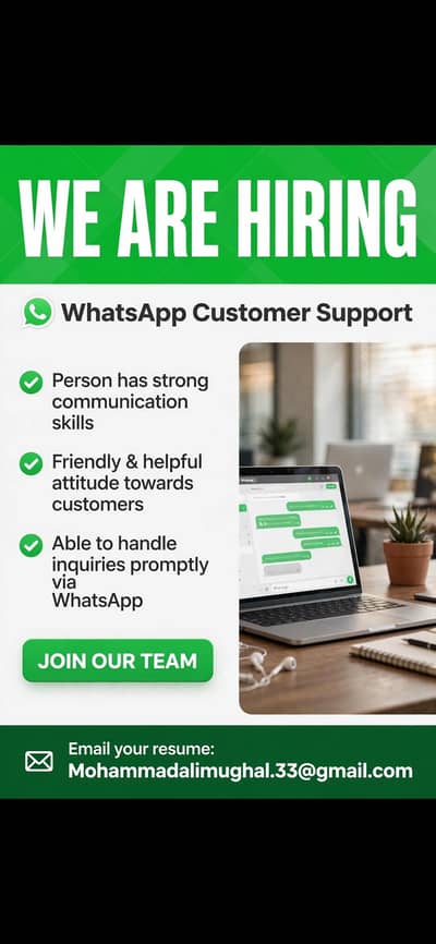 we are hiring whatsapp customer support agent