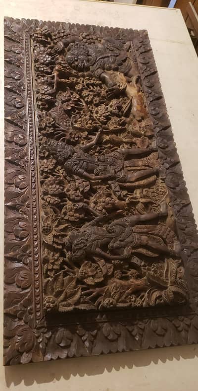 Vantage hand carved wood wall panel