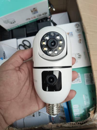 WiFi ip bulb cctv camera Dual lens v380 pro app