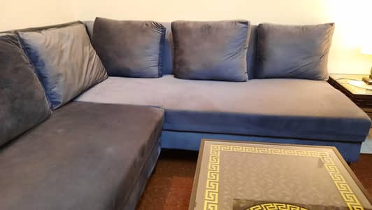 L Shaped Sofa and 3 Tabels