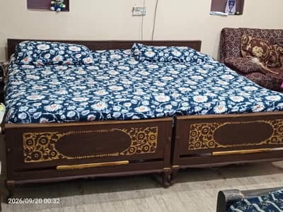Very Beautiful Pure Wood Single Two Beds for Sale