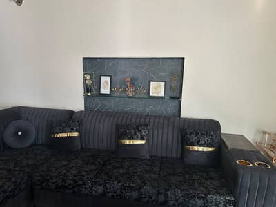 L-Shaped 7-Seater Sofa Set + Cushions