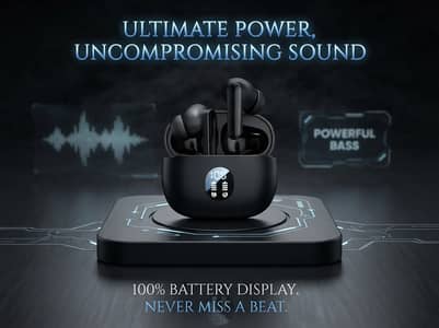 Wireless Earbuds Bluetooth 5.3 with LED Charging Case – Black