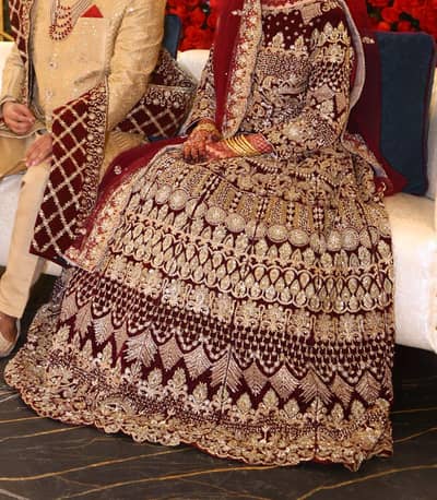 Heavy Both Sided Bridal Lehenga Choli - Blood Red Velvet