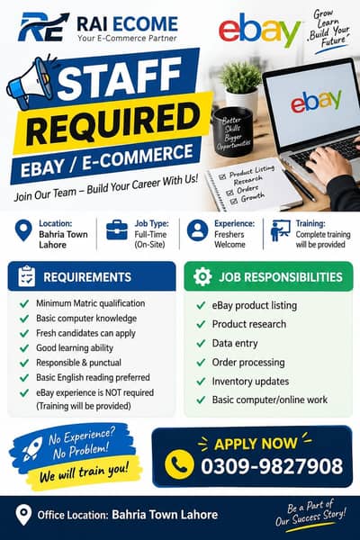STAFF REQUIRED – EBAY / E-COMMERCE