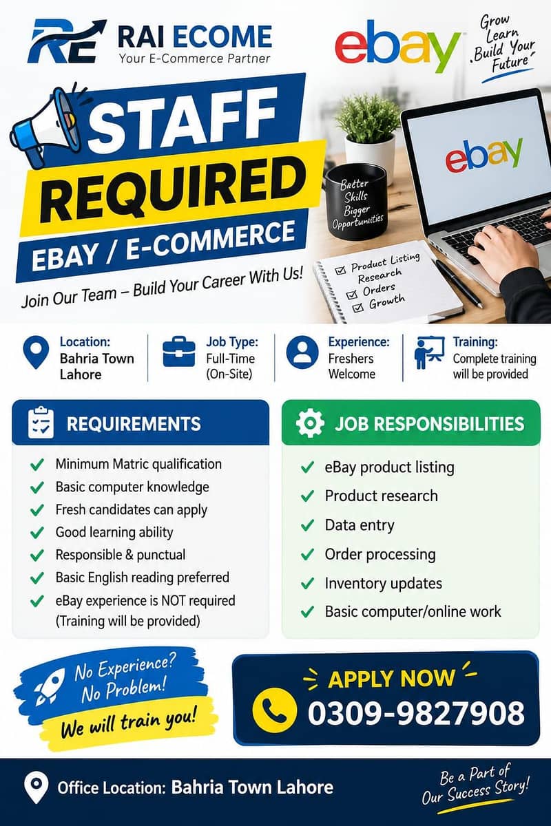 STAFF REQUIRED – EBAY / E-COMMERCE 0