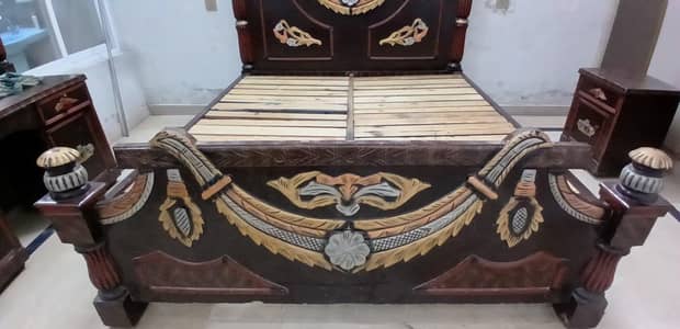 king size kikar wood bed set for sale - Move out sale