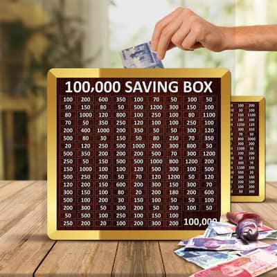 100,000 Wooden Saving Box – Money Bank for Home & Office