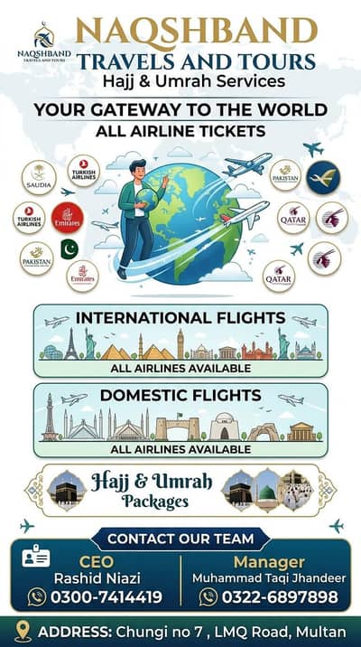 Air tickets and Umrah packages in Reasonable prices