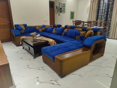 Luxury 9-Seater U-Shape Sofa | Solid Wood | Master MoltyFoam | Rs 148K