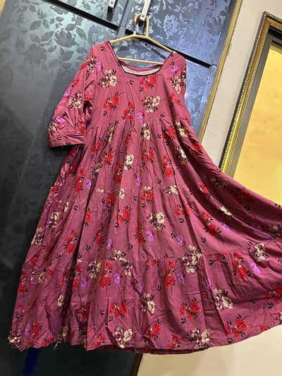 3flare linen long frock