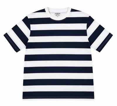 Navy Blue & White Striped T-Shirt – Size XL