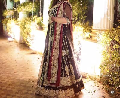 Formal Black Heavy Dabka and Stone work Pishwas Lehanga