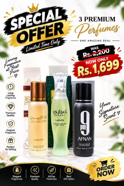 3 premium Perfume combo pack for men and women long lasting fragrances