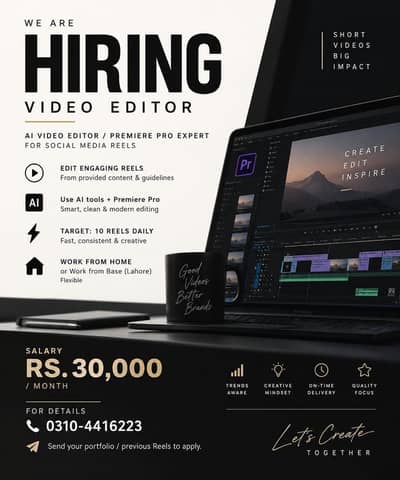 Video Editor Required – Reels & Social Media Content - Urgent
