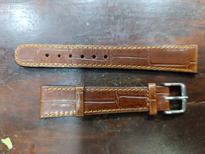 Branded Hard Brown Leather thick strap in 20 mm in 1500 only