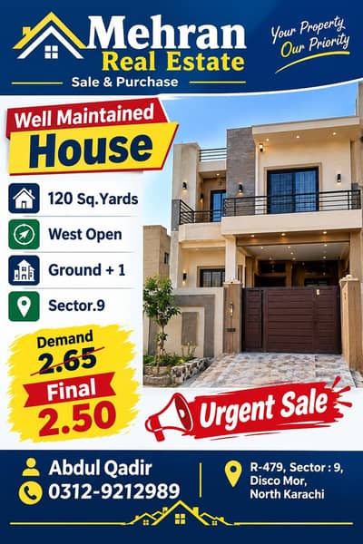 Well Maintained House Available For Sale In Sector. 9 North Karachi