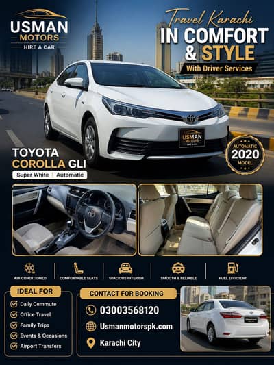  Karachi Rent A Car | With Driver | Hourly Booking