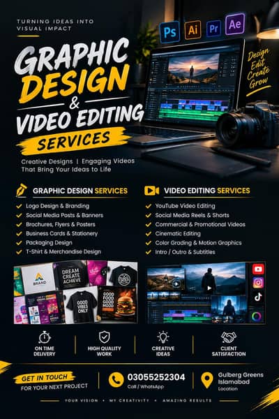 Graphic design and Video Editing Service available hai