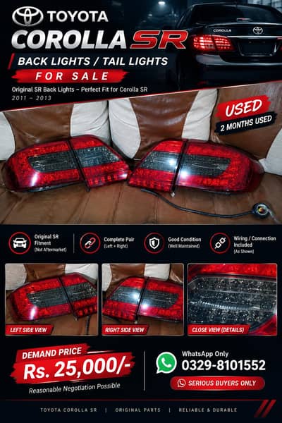 Toyota Corolla Sr back tail lights (2010-2013) modification lights